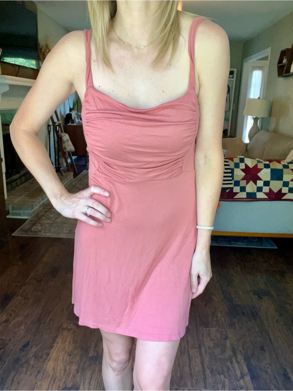 Volcom Dusty Rose Mini Dress with Draped Neckline